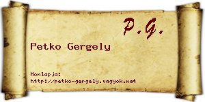 Petko Gergely névjegykártya